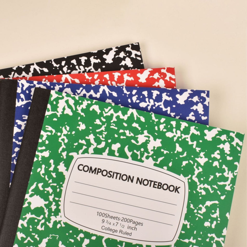 CCOCC Marble Composition Notebook Wide Ruled 1 Pack Black and White 100 Sheets 200 Pages Hardcover College Ruled Journal,Office Supplies for Teens & Adults,Black
