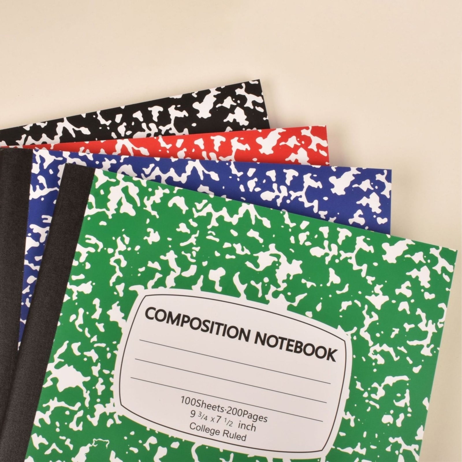 CCOCC Marble Composition Notebook Wide Ruled 1 Pack Black and White 100 Sheets 200 Pages Hardcover College Ruled Journal,Office Supplies for Teens & Adults,Black