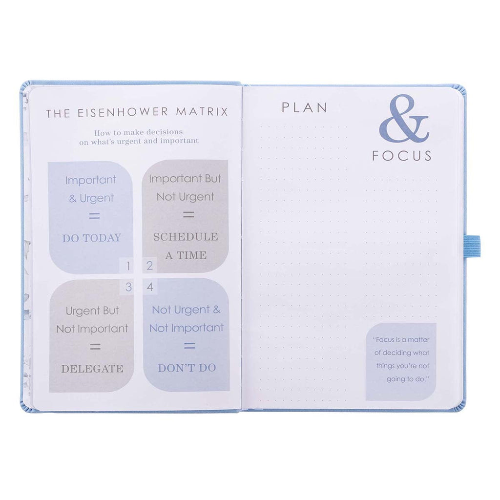 Rolene Strauss Undated Daily Planner w/Scripture for Women - Daily, Weekly, Monthly, Academic Organizer, Dot Grid Notebook, Time Management, Productivity, Blue Faux Leather