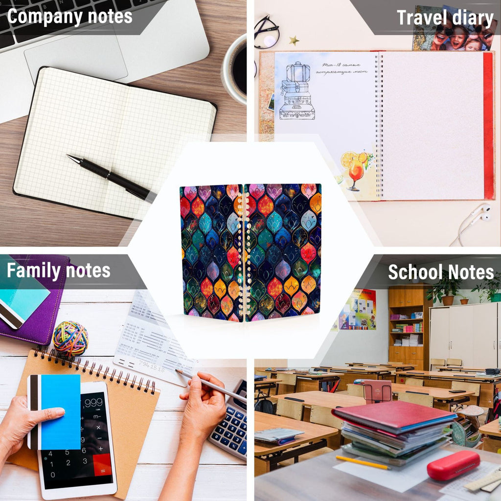 Ckdifva Glowing Fish Scales A5 Ring Binder Notebook Journey Note Diary College Ruled Study 60 Pages