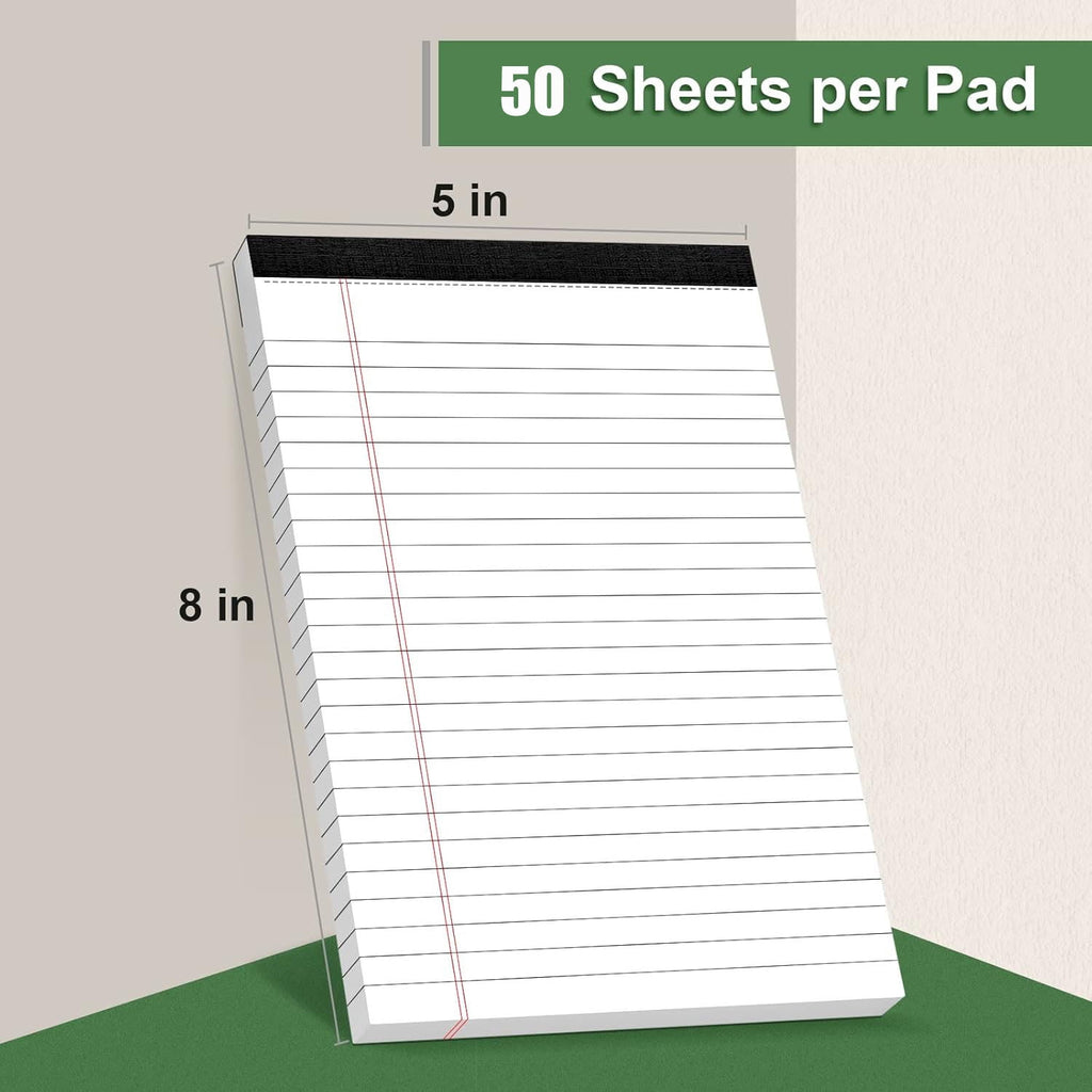 Aixiny College Ruled Note Pads, 5" x 8", 50 Sheets, 4 Count, 4 Pack