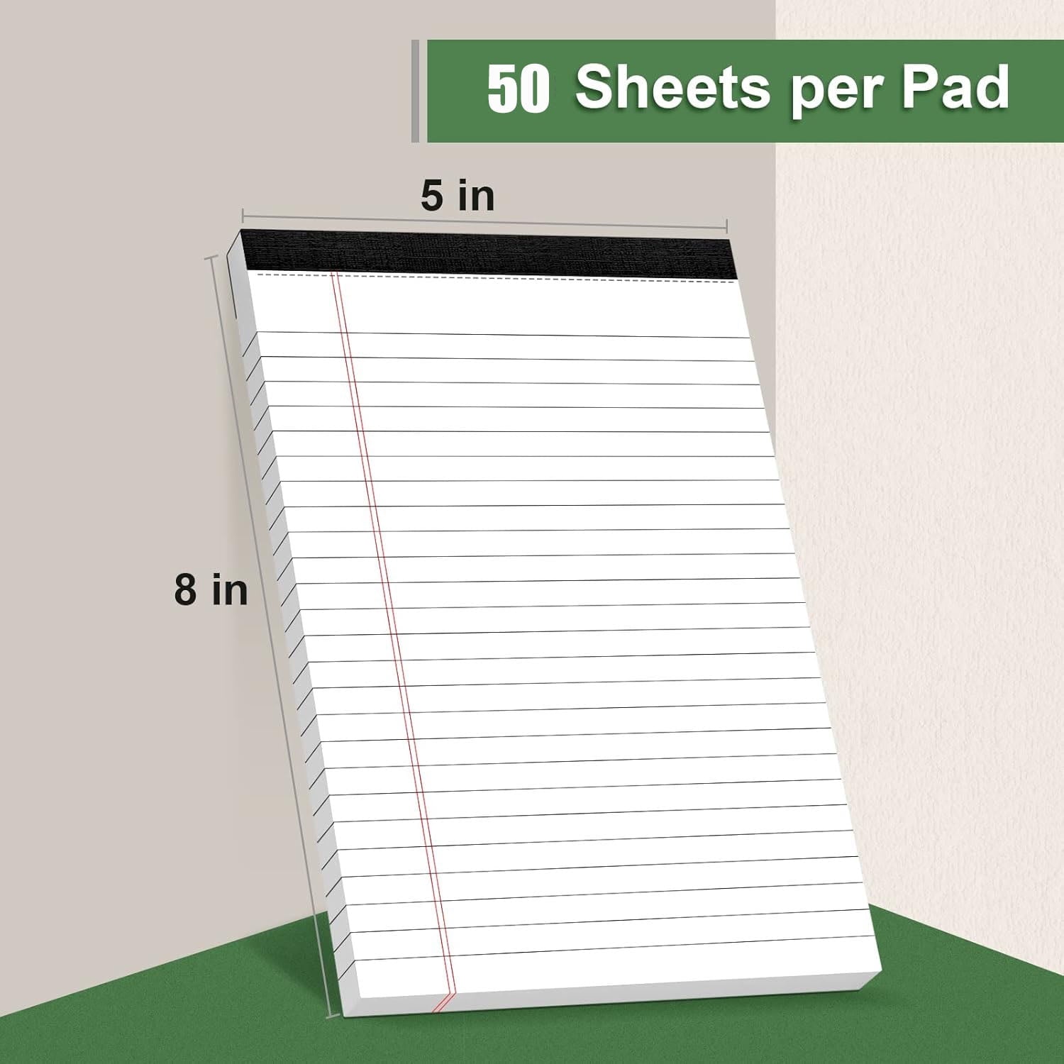 Aixiny College Ruled Note Pads, 5" x 8", 50 Sheets, 4 Count, 4 Pack