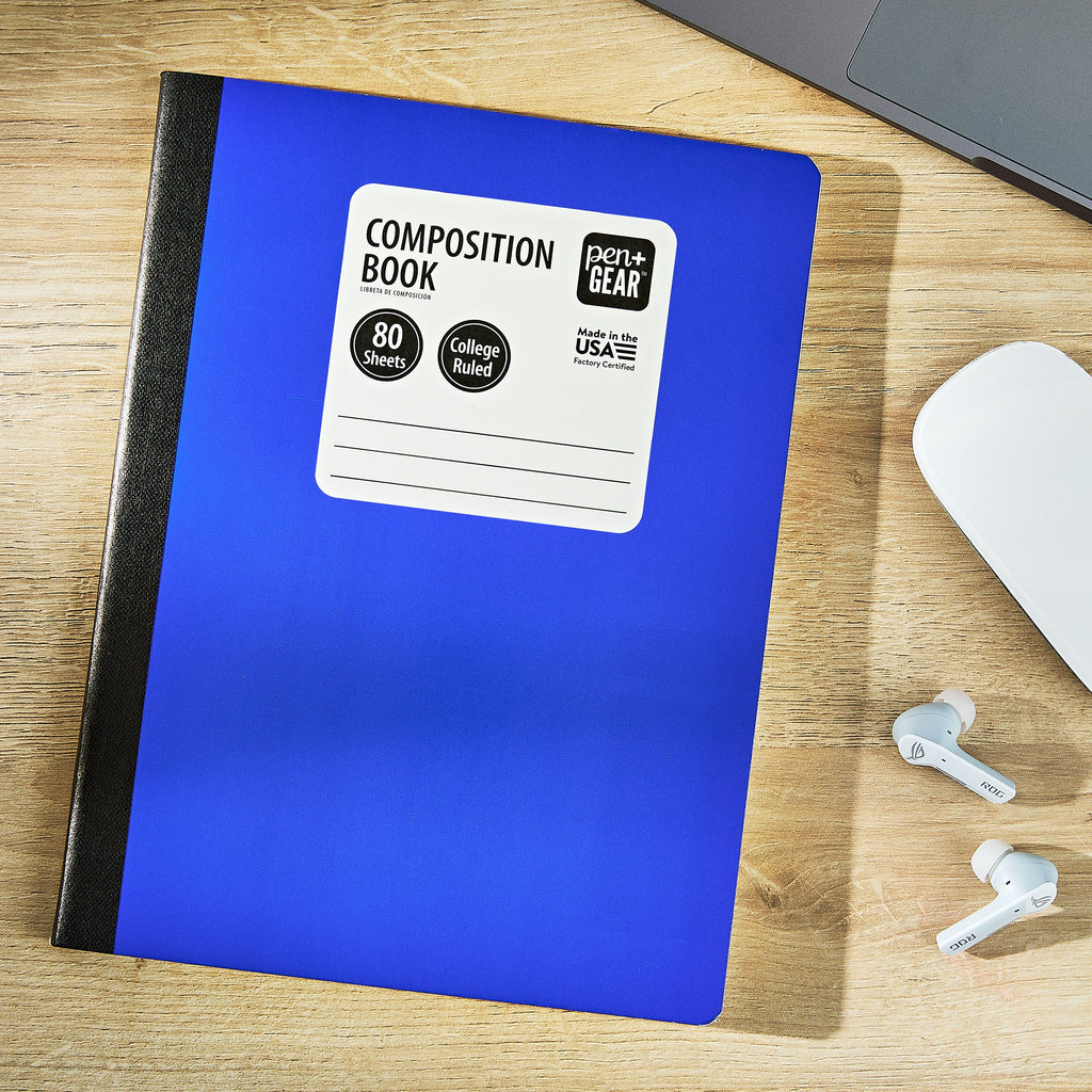 Pen+Gear College Rule Composition Book, 7.5" x 9.75", Blue, 80 Sheets, New