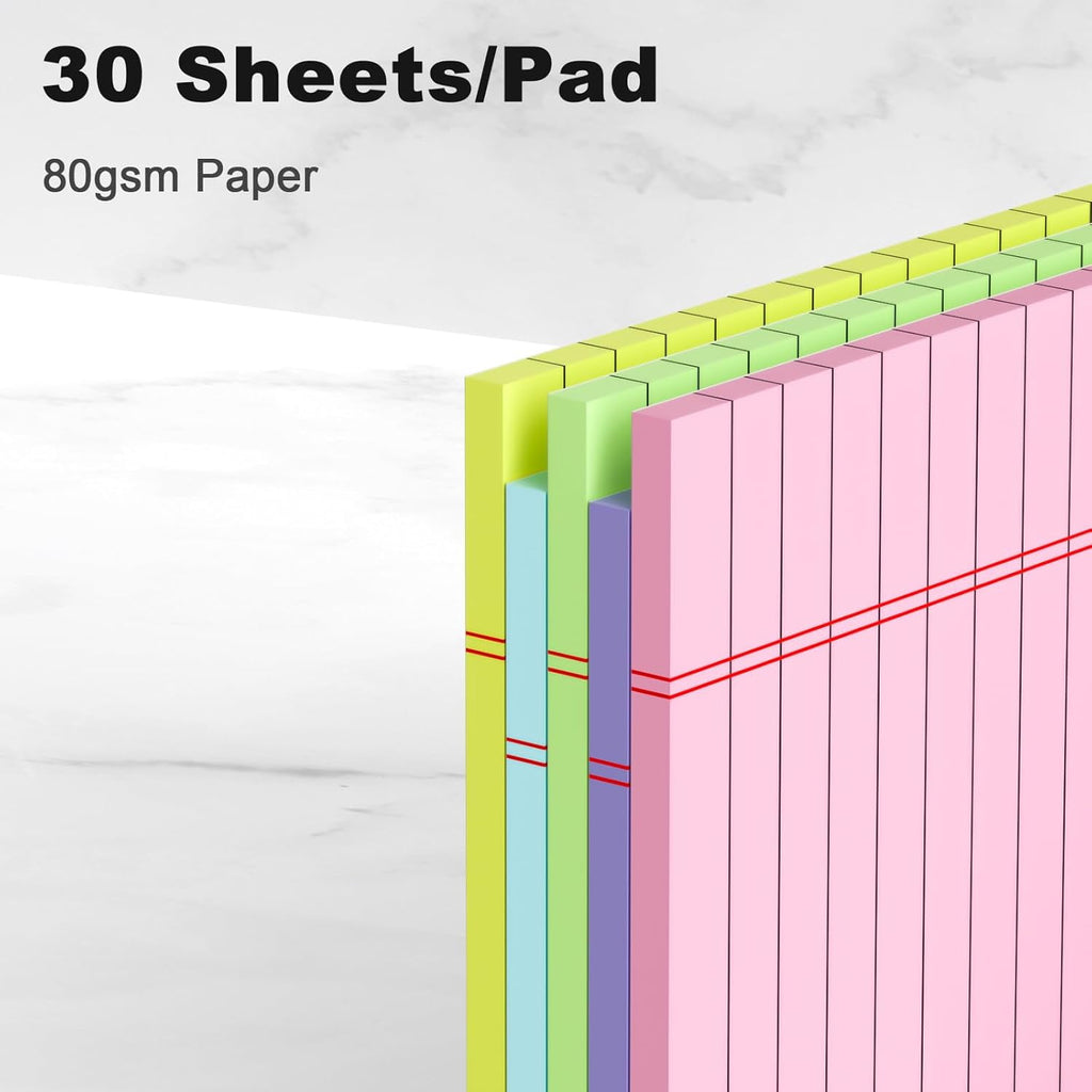 Ahot 6pcs Small Note Pad 5x8 College Ruled Pink Legal Pads Paper Notepads 6 Pack Study Back Writing Pads 5 x 8 Legal Pads Perforated Narrow Ruled Pads of Paper Pink