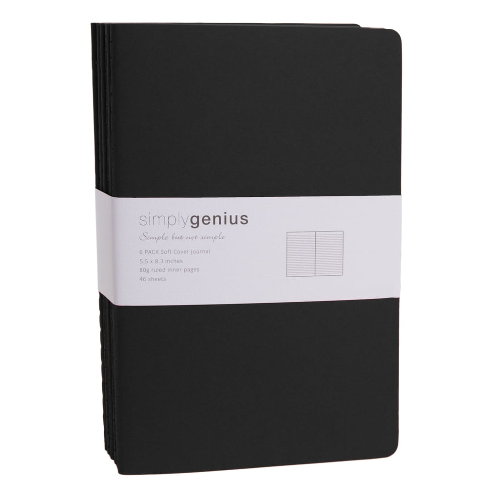 Simply Genius (30pk) A5 Soft Cover Journal Notebook, 5.5x8.3, Black
