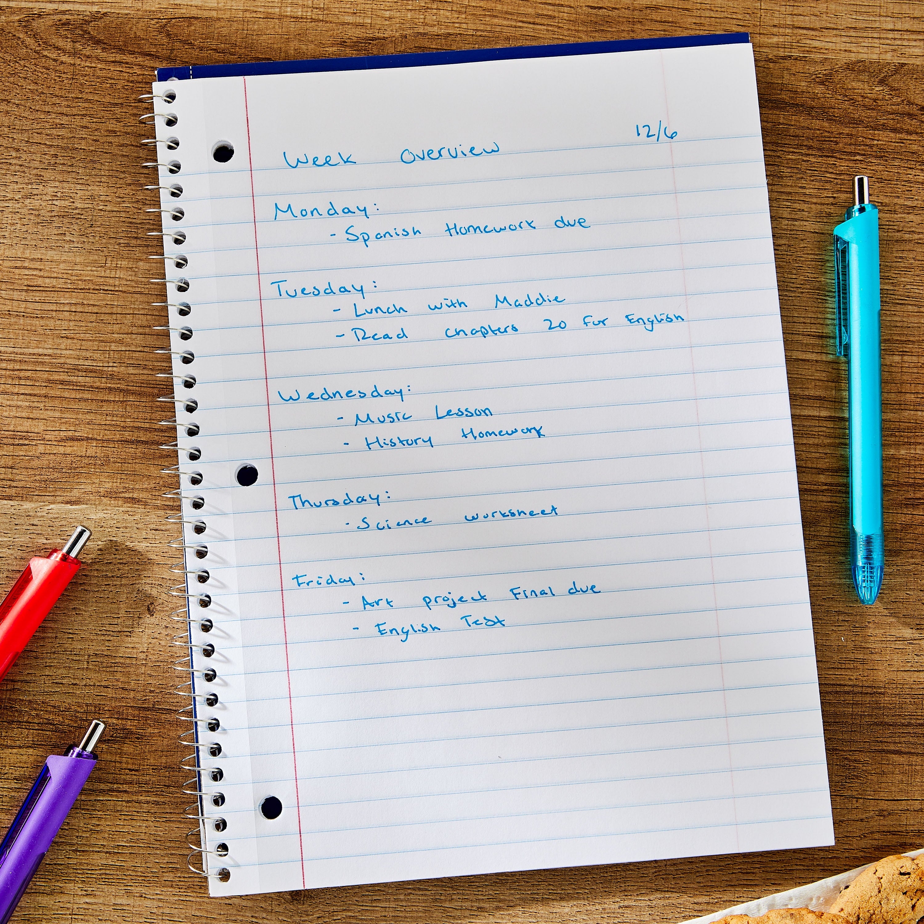 (4 pack) Pen+Gear Wide Ruled 1-Subject Notebook, 8" x 10.5", Blue, 70 Sheets