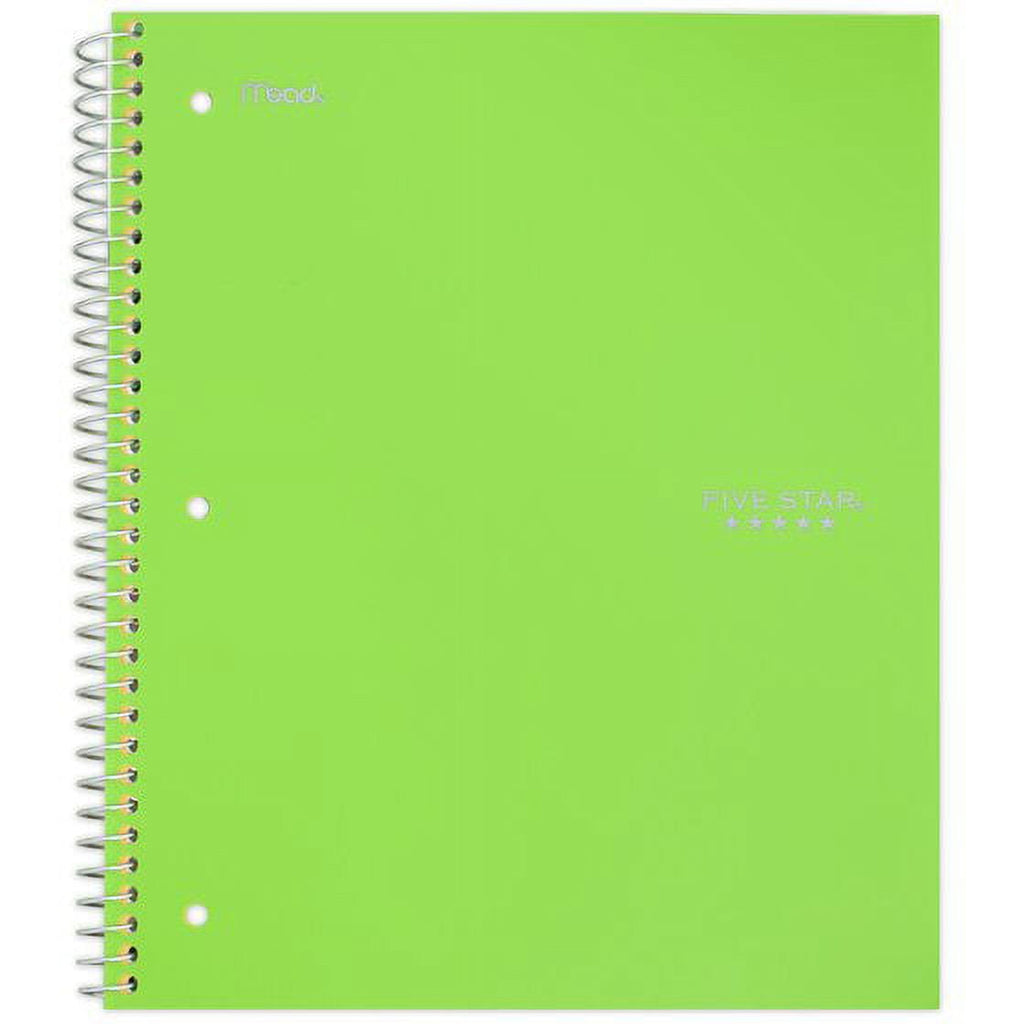 Five Star Spiral Notebook, 2 Subject, College Ruled Paper, 120 Sheets, 11" x 8-1/2", Color may vary