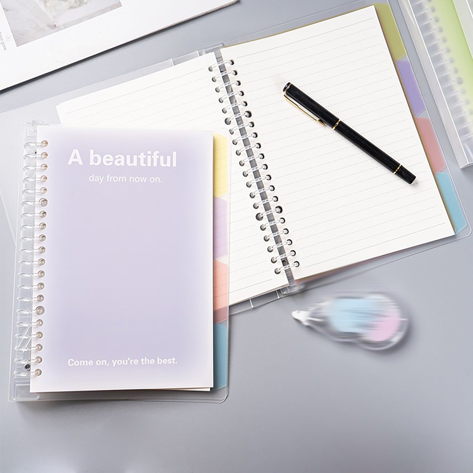 Bullet Dotted Journal Spiral Notebook, Hardcover Leather Dotted Notebook 60 Pages, A5 Dot Grid Paper Notebook, 100 Gsm Thick Paper, for Bullet Journaling Pink