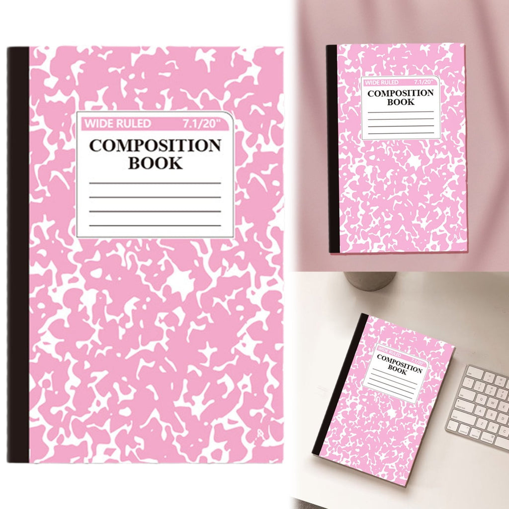 Marble Hardcover Wide Ruled Composition Notebook | 60 Pages (30 Sheets), 5.51 x 8.27 in, Sturdy Sewn Binding | Office, Journaling, Notes - 1 Pack