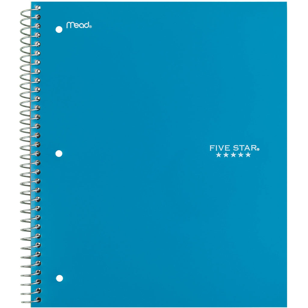 Five Star Spiral Notebook + Study App, 1 Subject, Wide Ruled, 8" x 10.5", 4 Pack