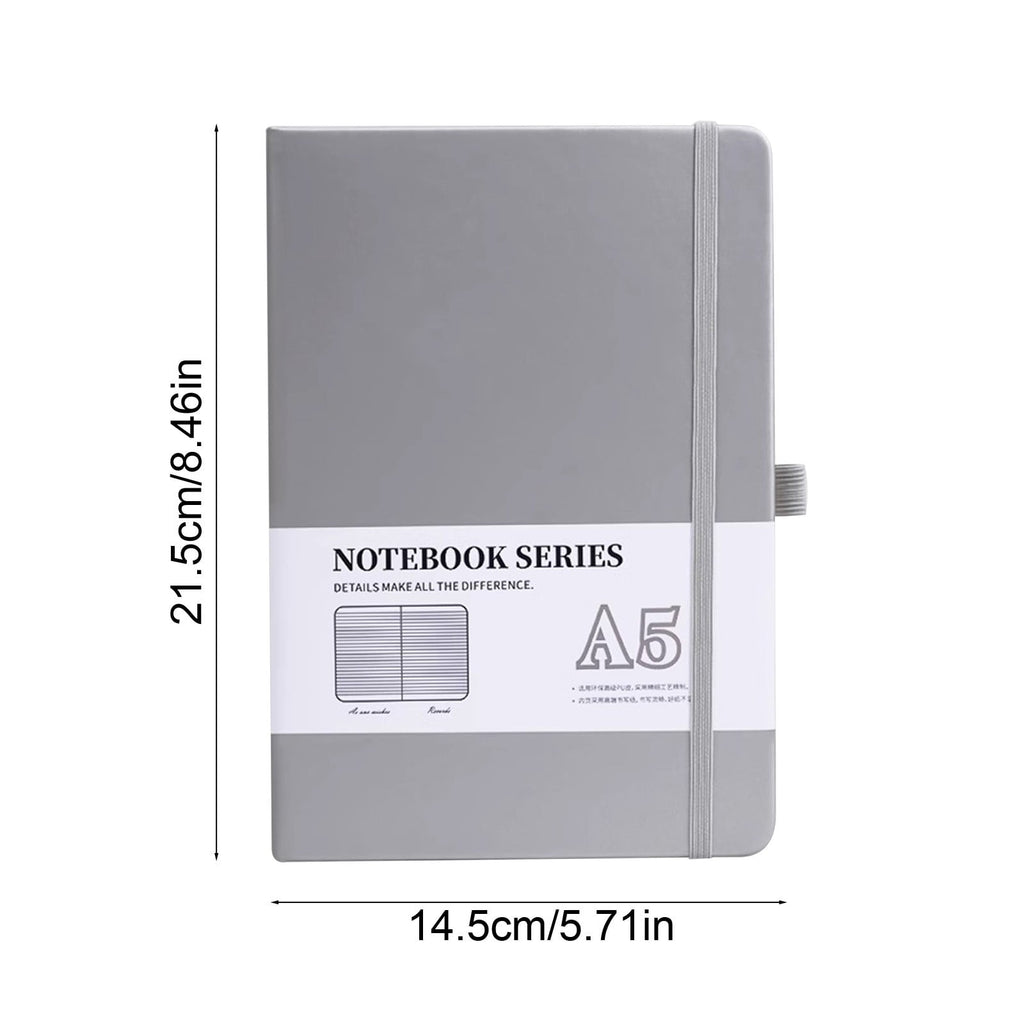 Hardcover Notebook with Inner Pockets, 200 Pages College-Ruled Notebook for Writing Notes, Journaling and Planning, Thick 80g Paper, Elastic Closure and Ribbon Bookmark