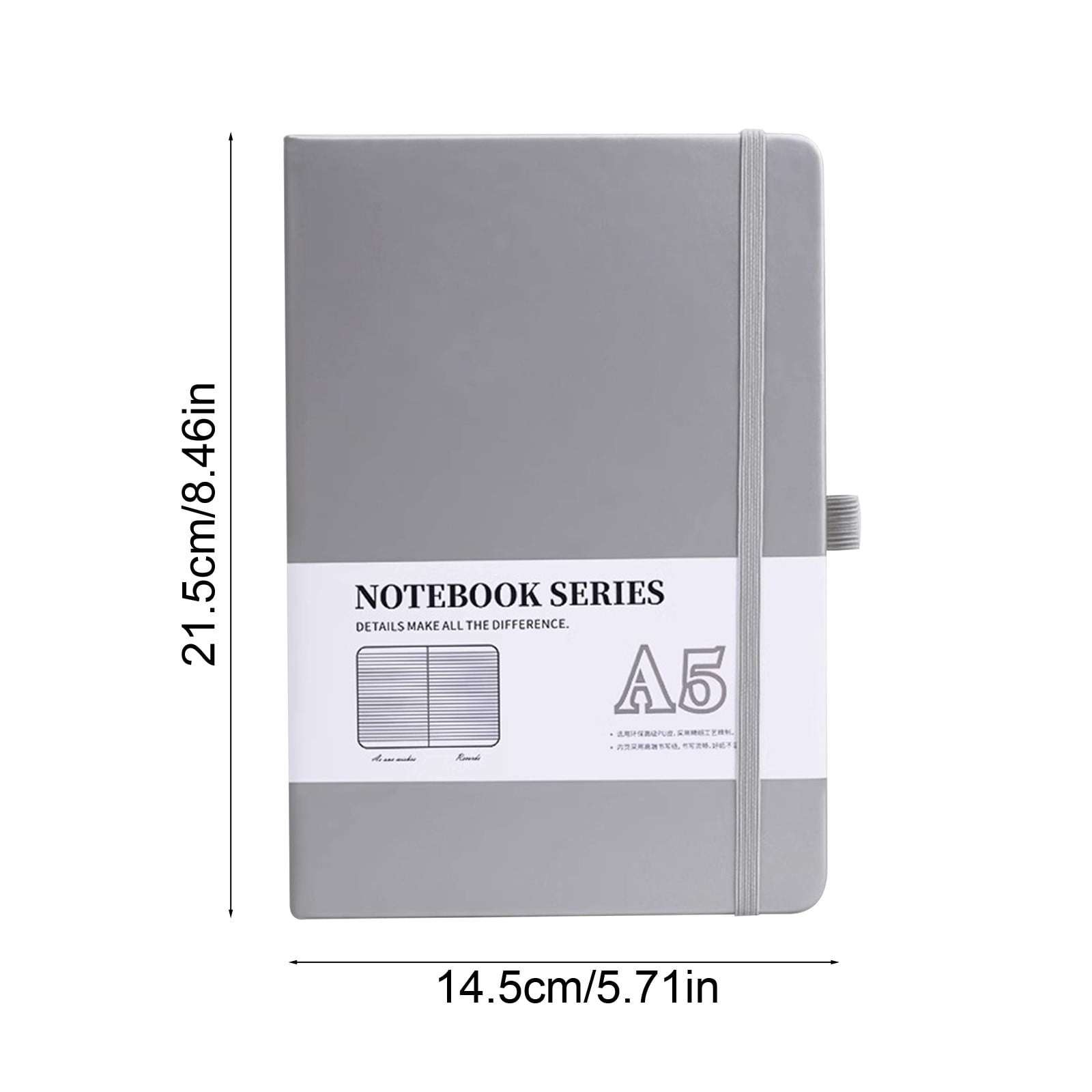 Hardcover Notebook with Inner Pockets, 200 Pages College-Ruled Notebook for Writing Notes, Journaling and Planning, Thick 80g Paper, Elastic Closure and Ribbon Bookmark