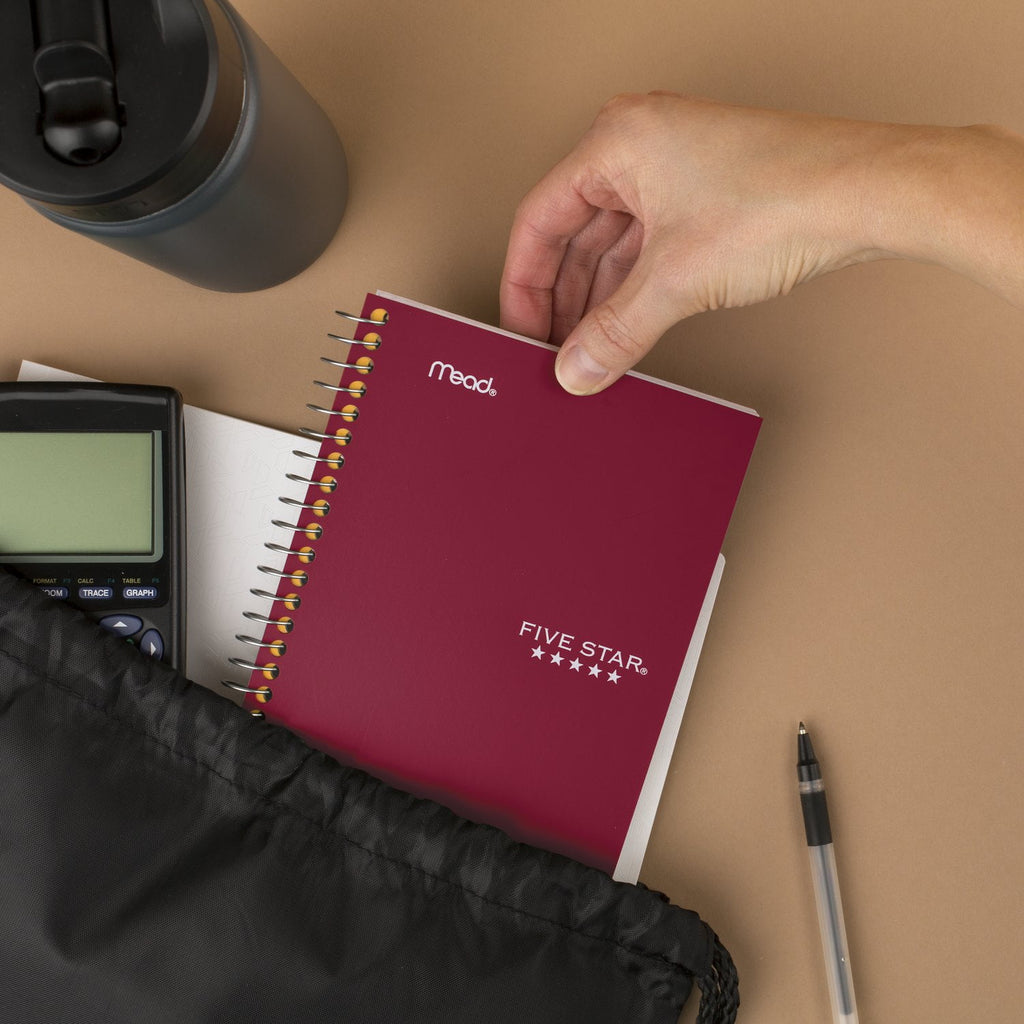Five Star Personal College Ruled Notebook, 4.5" x 7", Burgundy Red, Poly, Spiral, 80 Sheets