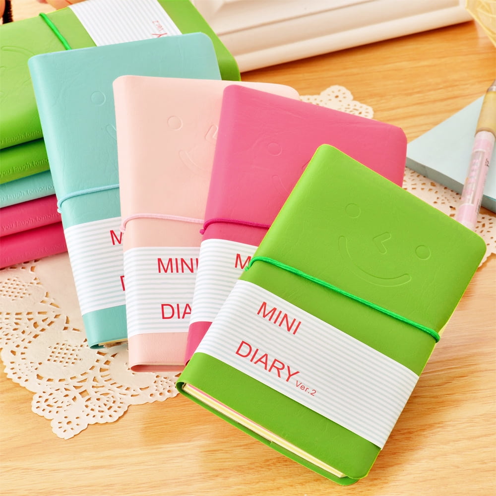 LZYMSZ 6PC Pocket Notebook, Mini Smiley Diary Notepads with Imitation-Leather Cover, Blank Pages, Portable Pocket Memo Book Easy to tear off, 12.5×7.5cm/5×3inch