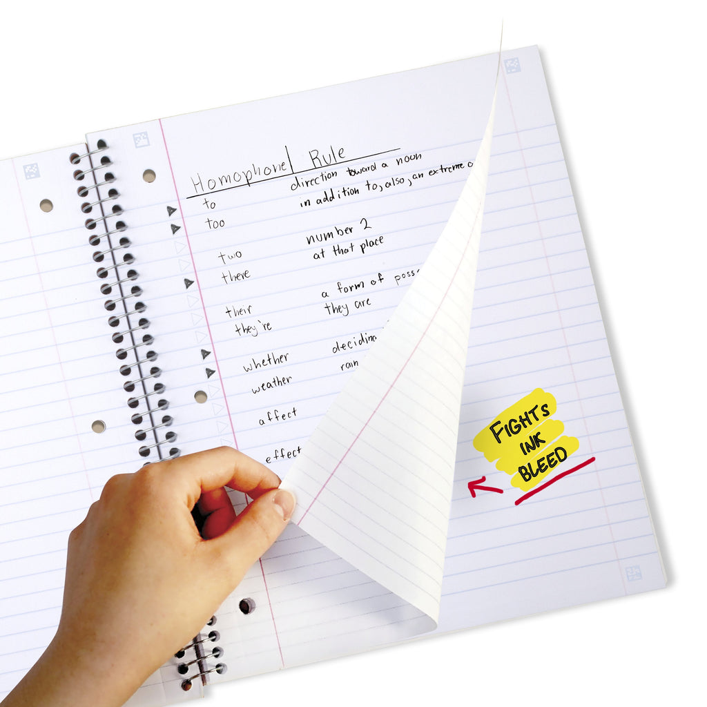 Five Star 1 Subject Wide Ruled Notebook Plus Study App, 8" x 10.5", Forest Green, Poly, Spiral, 100 Sheets