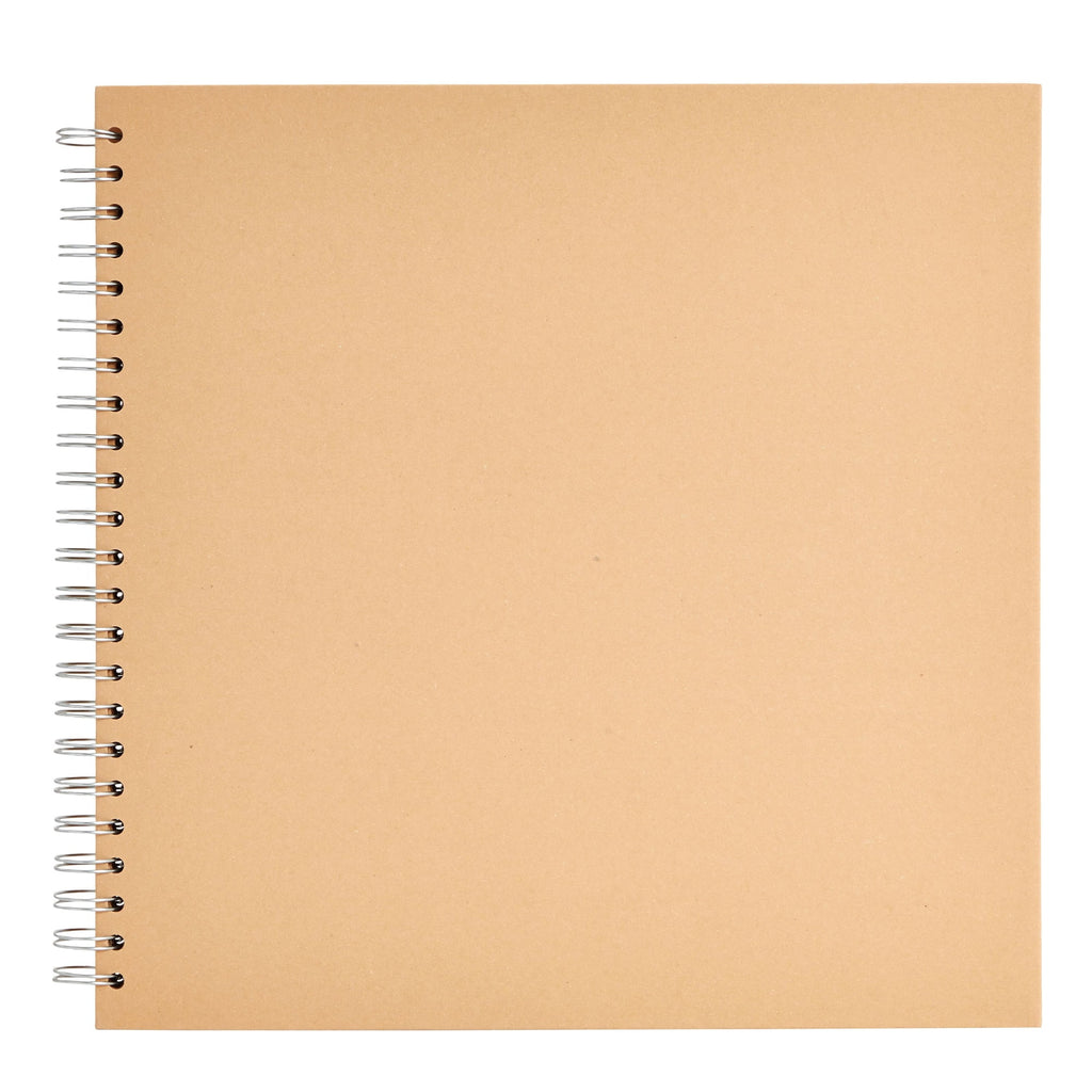 Paper Junkie Spiral Bound Scrapbook Album - 12 x 12 In, Kraft Hardcover, 40 Sheets (80 Pages) - Blank Kraft Paper Pages Lay-Flat for Drawing & Writing - Scrapbook Journal