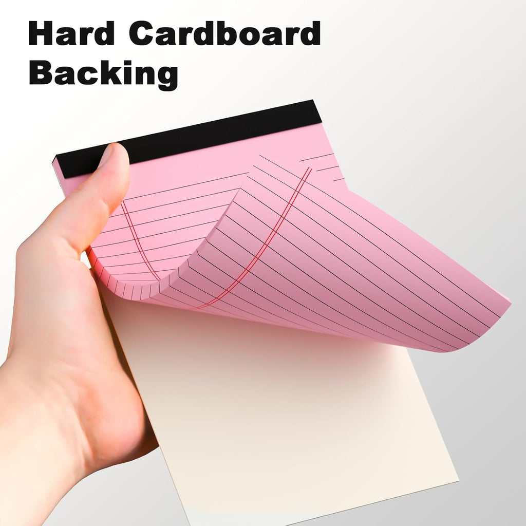 Ahot 6pcs Small Note Pad 5x8 College Ruled Pink Legal Pads Paper Notepads 6 Pack Study Back Writing Pads 5 x 8 Legal Pads Perforated Narrow Ruled Pads of Paper Pink