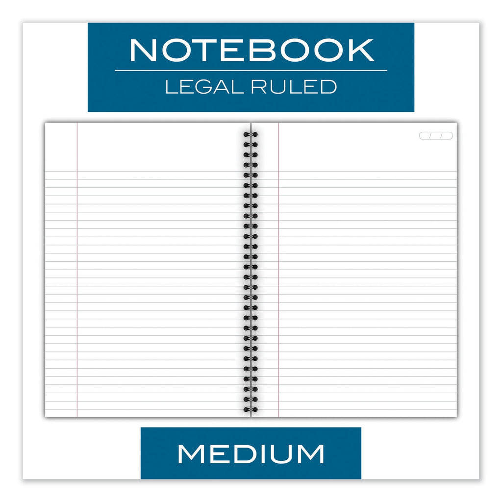 Cambridge Wire Bound Business Notebook, Wide/Legal Rule, Black Cover, 9.5" x 6.68", 80 Sheets