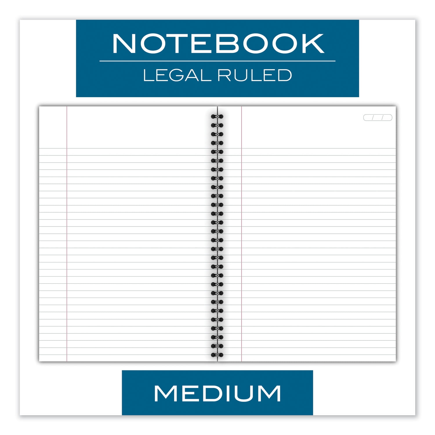 Cambridge Wire Bound Business Notebook, Wide/Legal Rule, Black Cover, 9.5" x 6.68", 80 Sheets