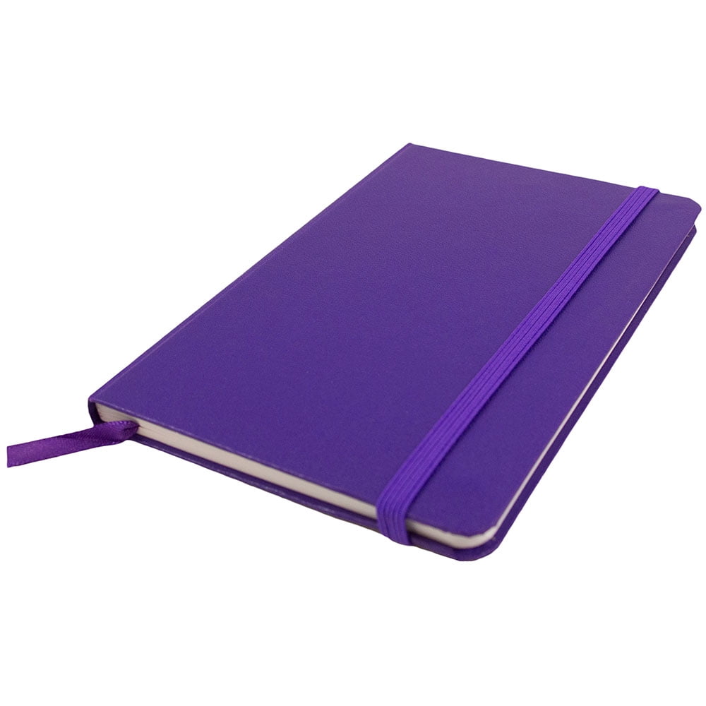 JAM Hardcover Notebook with Elastic Band, 1/Pack, Purple, Travel Size, 4 x 6, 70 Lined Sheets