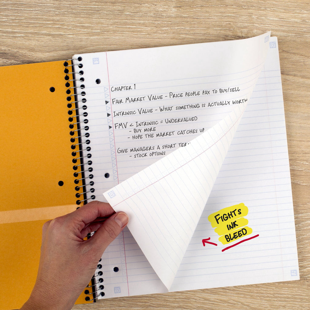 Five Star Spiral Notebook + Study App, 3 Subject, College Ruled, 8.5" x 11", Black
