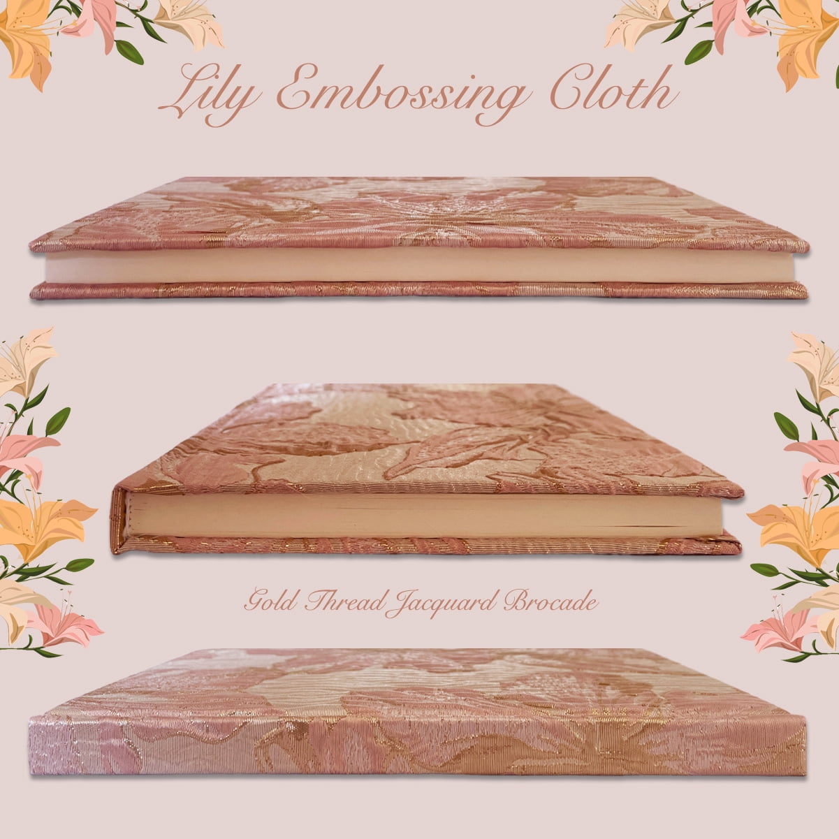 ipoul Floral Journal for Women, Hardcover Notebook, A5, 6x8, Ruled Pages, Lay Flat, Pretty Journal, Lily Flower, Pink