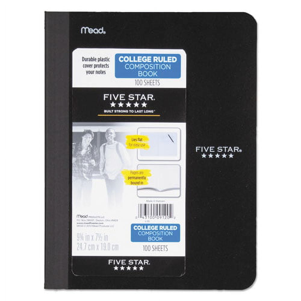 Composition Book, Medium/college Rule, Randomly Assorted Covers, 9.75 X 7.5, 100 Sheets | Bundle of 5 Each