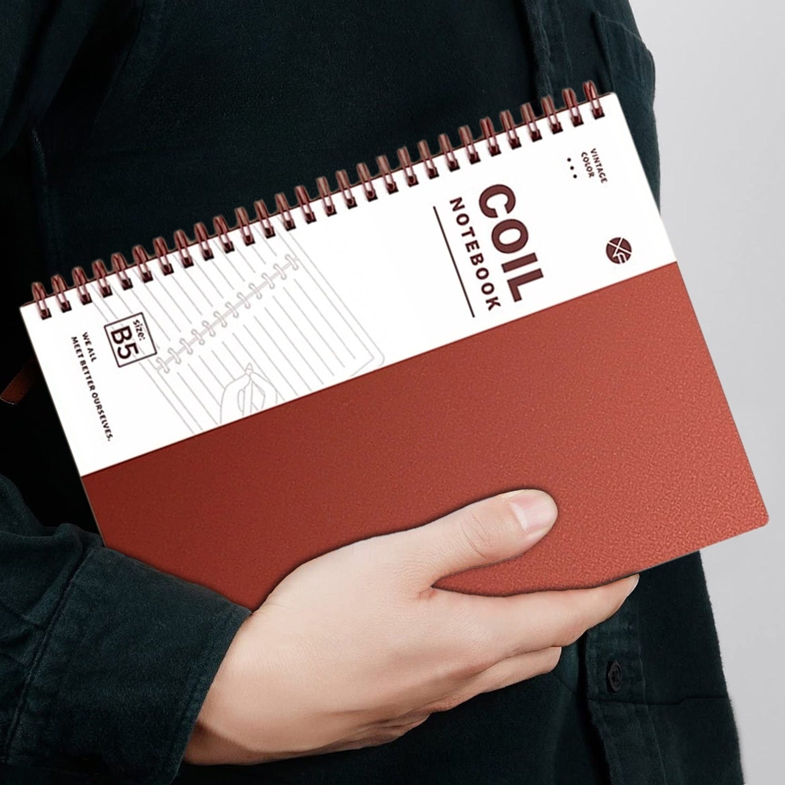 Mauxuk B5 Notebook with 9mm Grids, Thick Paper Flip Coil, Durable Plastic Cover, 120 Pages, for Office & College