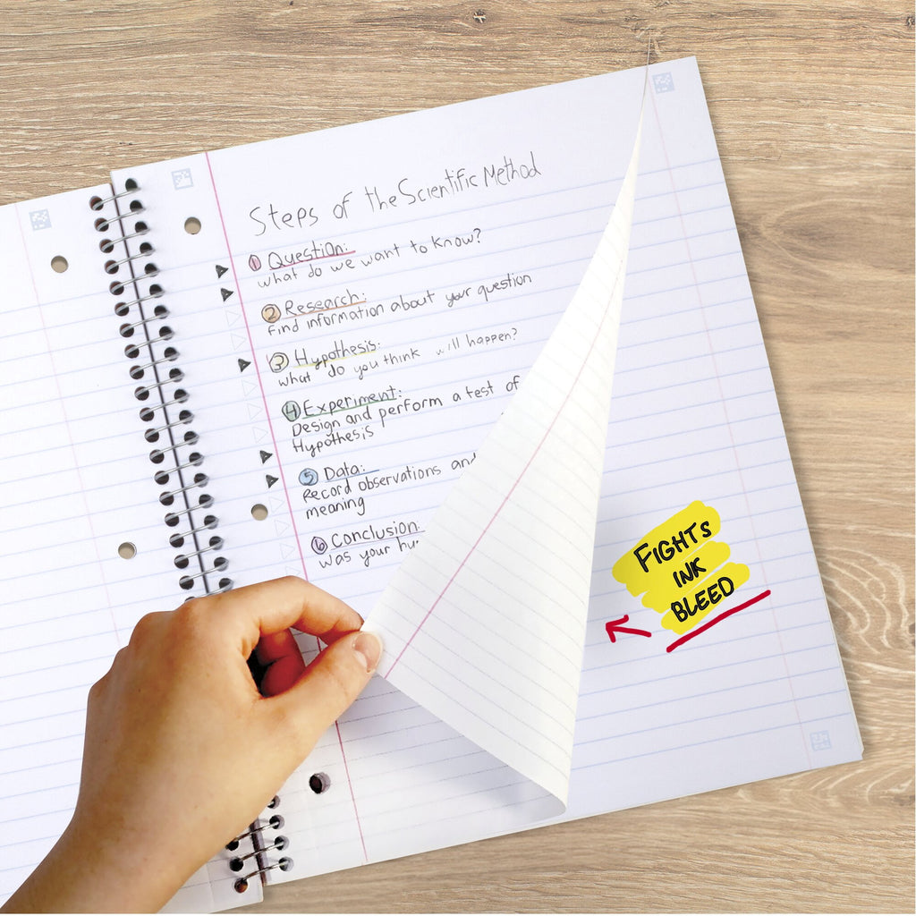Five Star Spiral Notebook + Study App, 5 Subject, Wide Ruled, 8" x 10.5", Fire Red