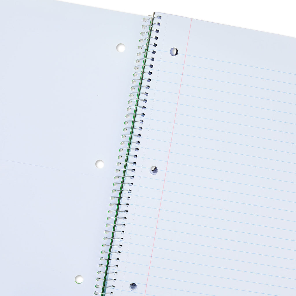 Pen + Gear Poly 1-Subject Notebook, Wide Ruled, 9" x 11", 100 Sheets, Green
