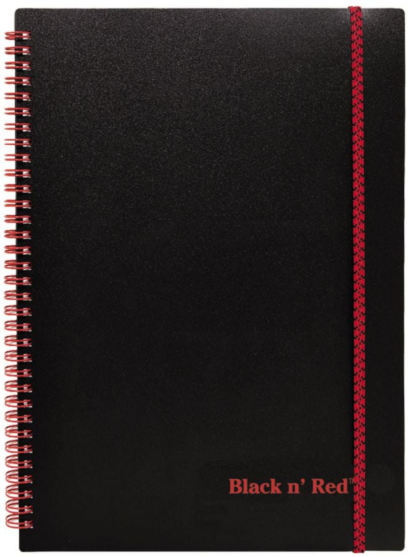 Black n' Red™ Twinwire Soft Cover Business Notebook, 11 3/4" x 8 1/4", Ruled, 70 Pages (35 Sheets), Black/Red (E67008)