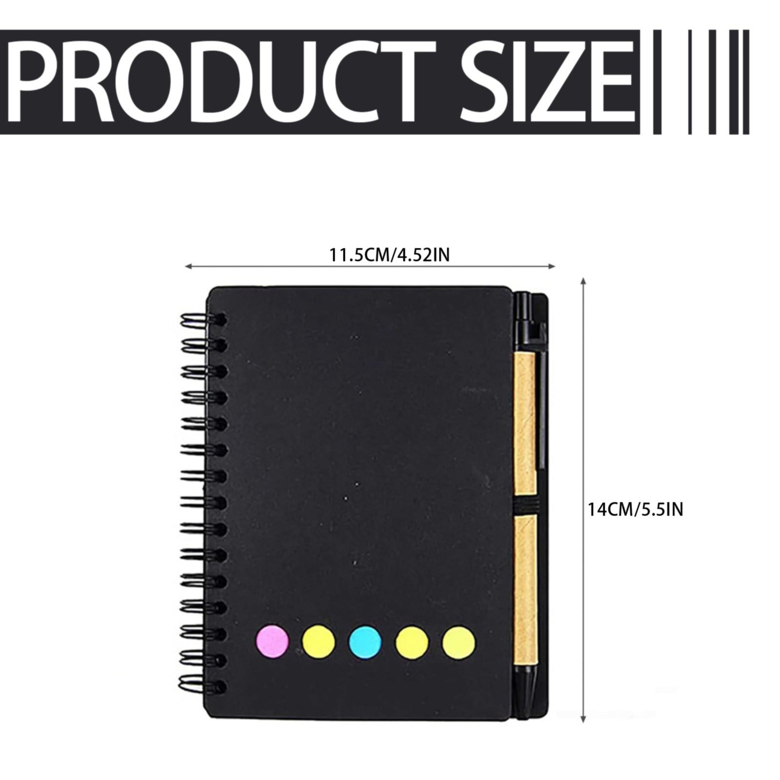 Mini Notebook with Pen,Pocket Spiral Notepad with Pen Holder, Steno Journal Featuring Sticky Notes & Page Markers, Compact Planner for Memos, Office Writing Supplies, Travel Organizer