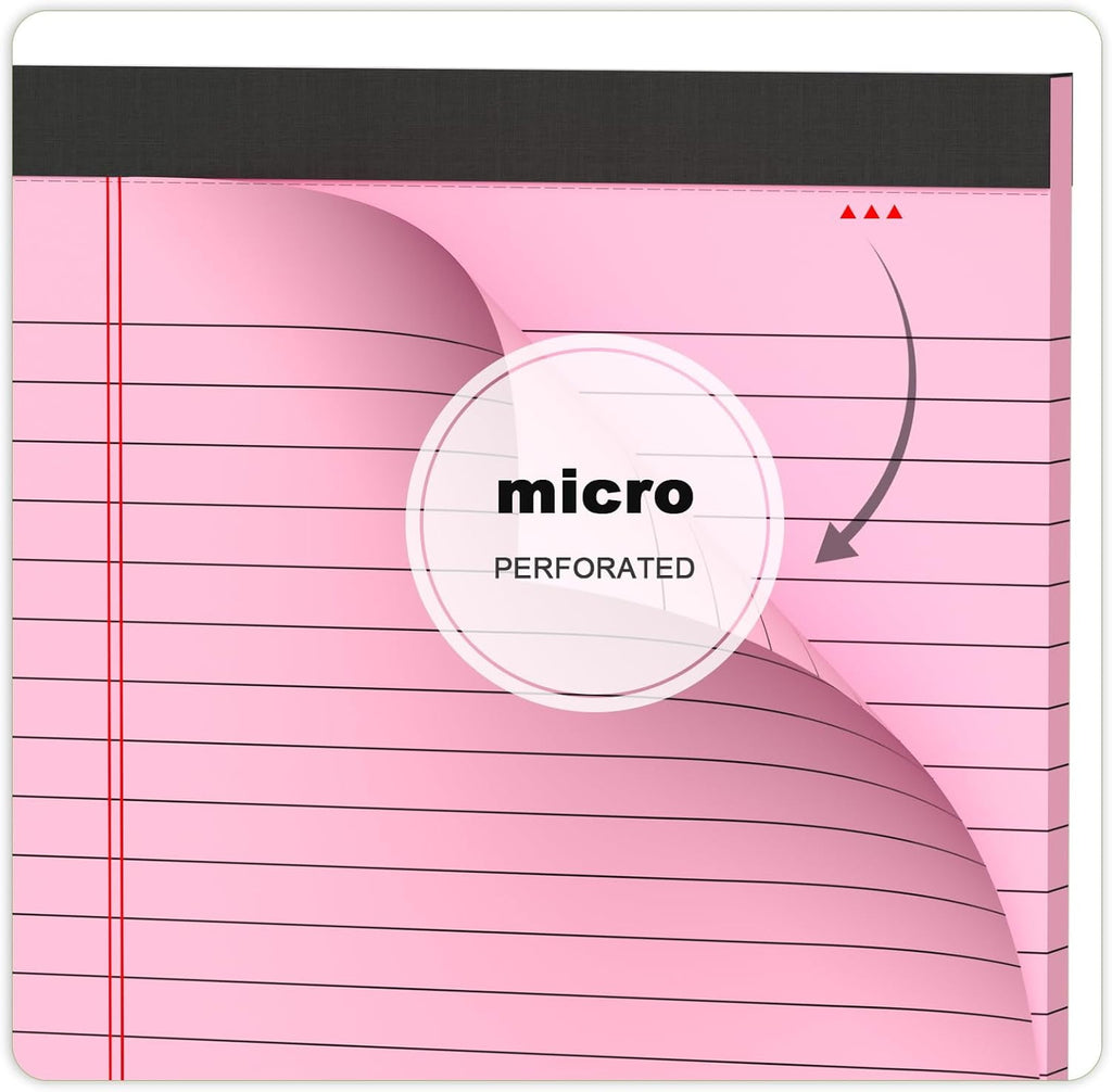 Ahot 6pcs Small Note Pad 5x8 College Ruled Pink Legal Pads Paper Notepads 6 Pack Study Back Writing Pads 5 x 8 Legal Pads Perforated Narrow Ruled Pads of Paper Pink