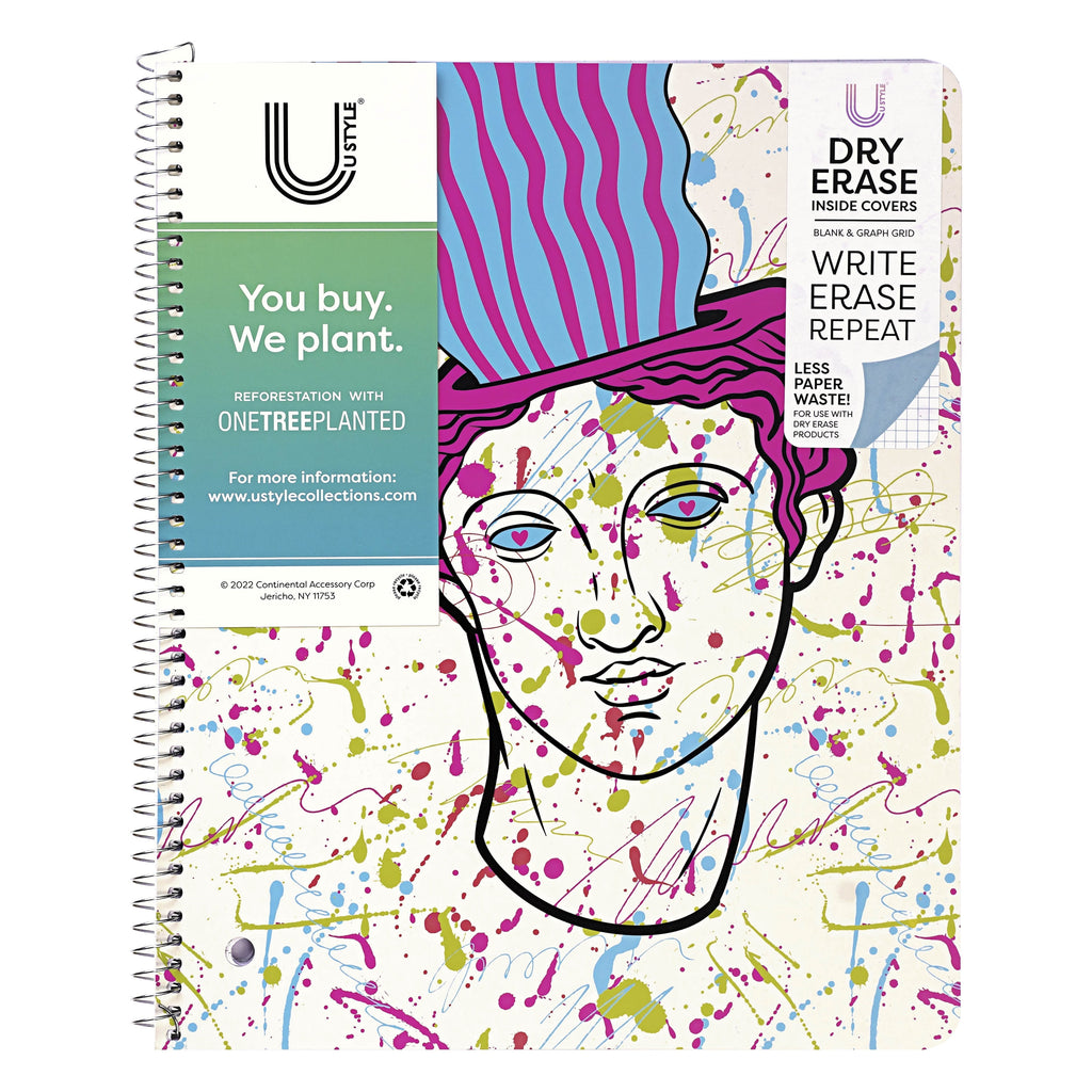 U Style Self Expression 1 Subject Notebook with Inside Dry Erase Page, 80 Sheets, College Ruled