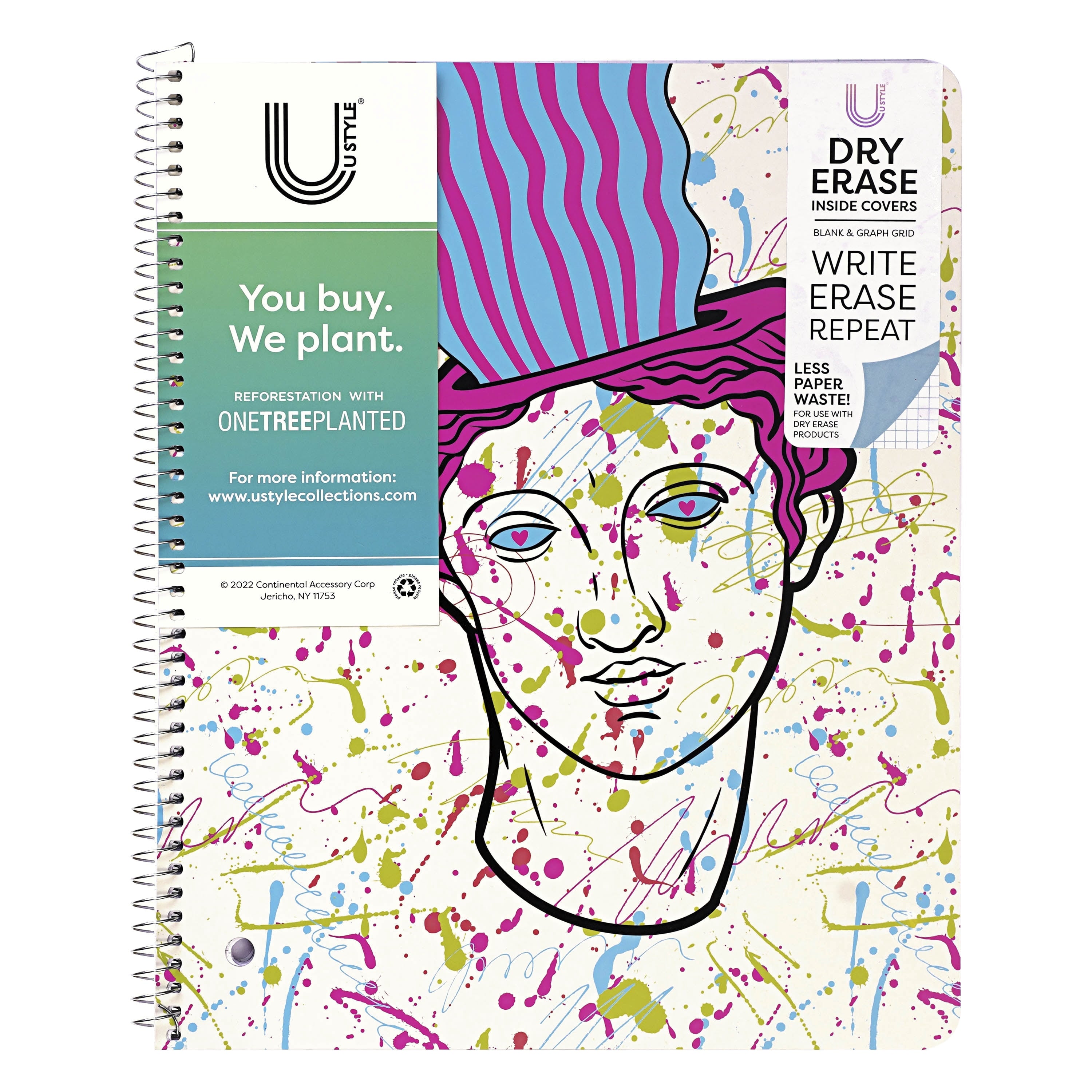 U Style Self Expression 1 Subject Notebook with Inside Dry Erase Page, 80 Sheets, College Ruled