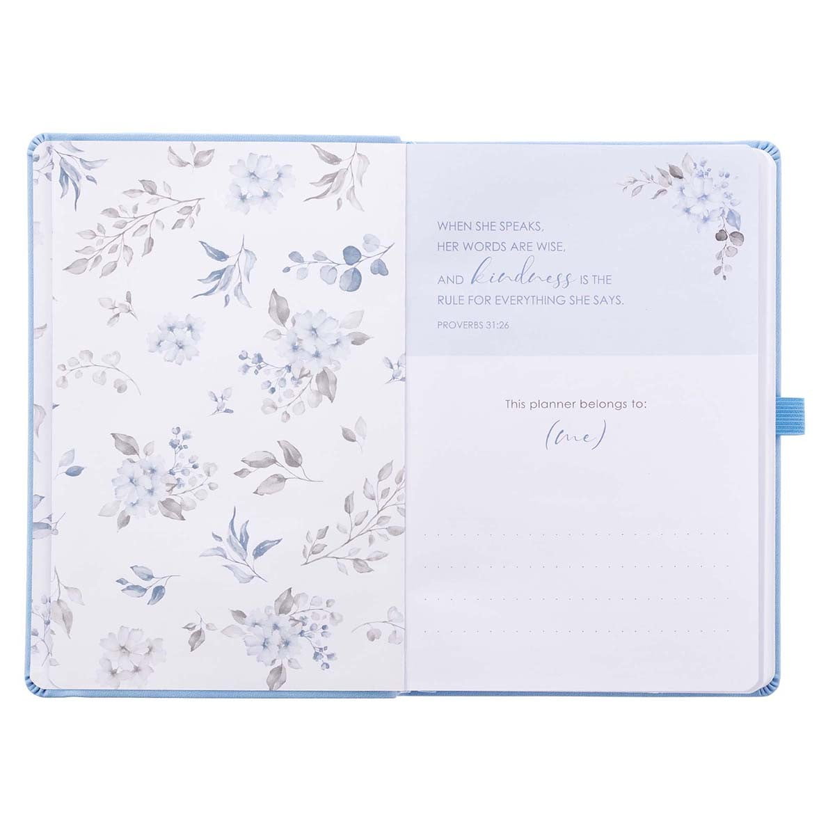 Rolene Strauss Undated Daily Planner w/Scripture for Women - Daily, Weekly, Monthly, Academic Organizer, Dot Grid Notebook, Time Management, Productivity, Blue Faux Leather