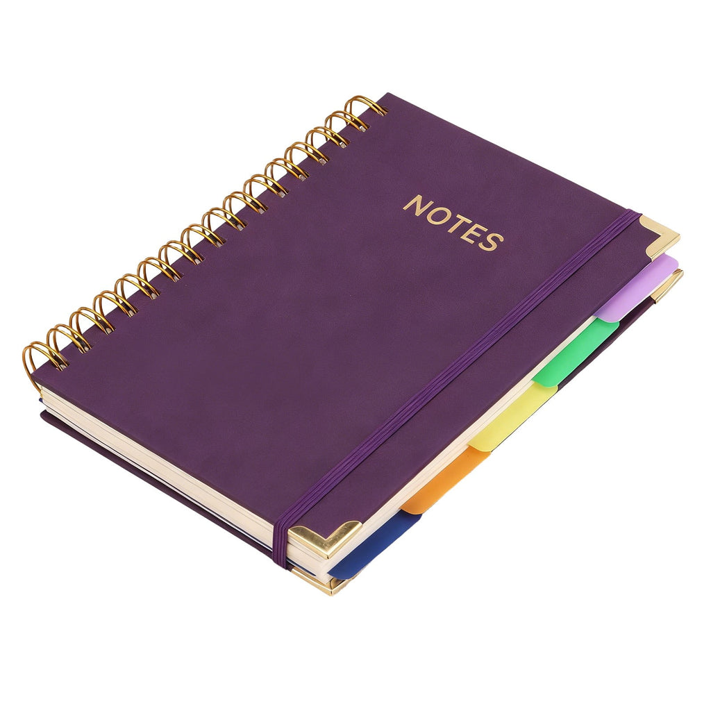 Ecohintz 5-Subject Leather Notebook - Removable Dividers, College Ruled, 300 Pages A5 - Luxe, Organized, All-In-One for College, Work & Project Management, Removable Dividers Notebook