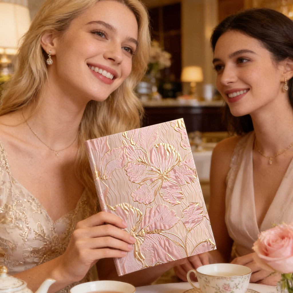 ipoul Floral Journal for Women, Hardcover Notebook, A5, 6x8, Ruled Pages, Lay Flat, Pretty Journal, Lily Flower, Pink