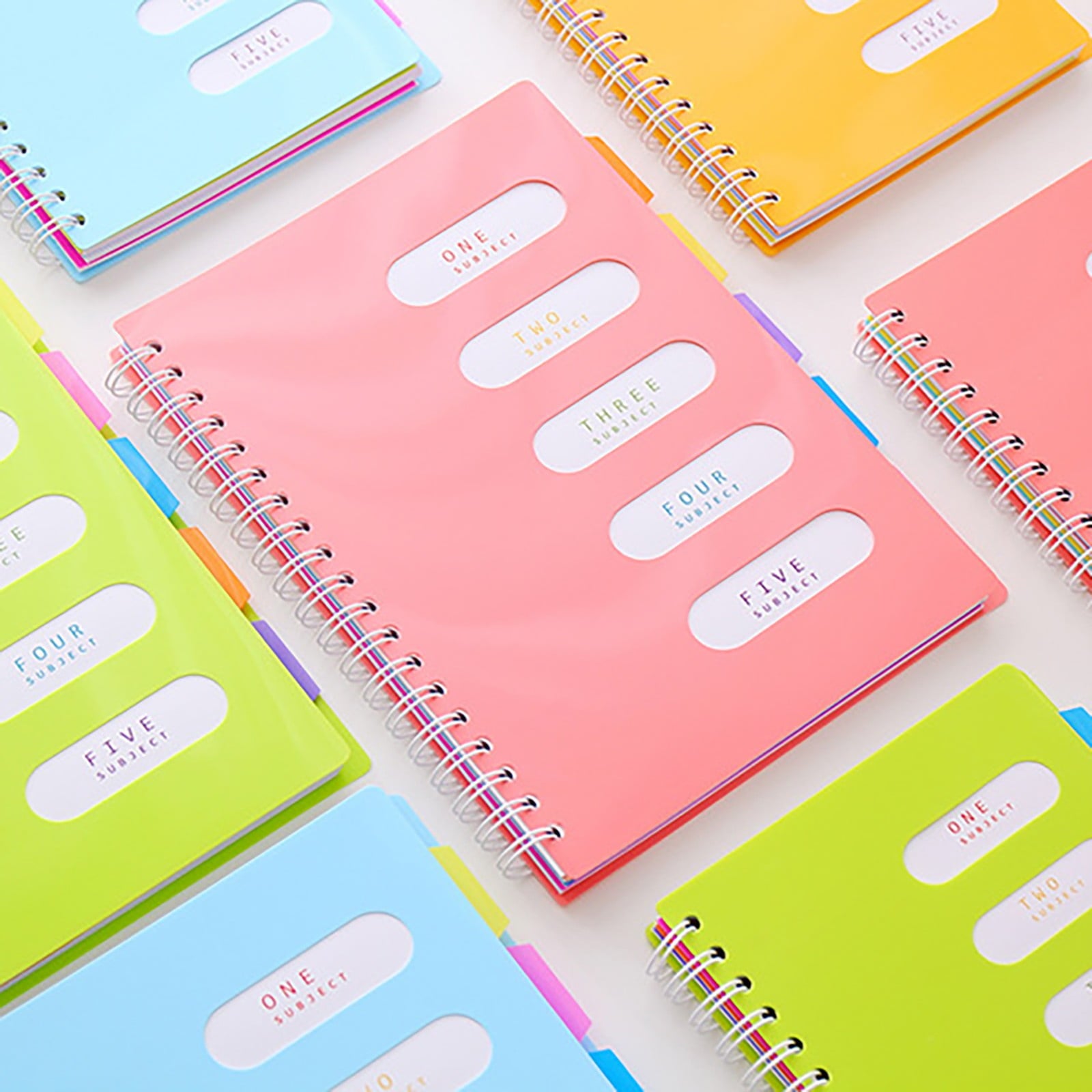 5 Subject Spiral Notebook with Divider Tabs, A5 Wide Ruled 6.7" × 8.4" Hardcover Tabbed Notebook Journal, 240 Pages