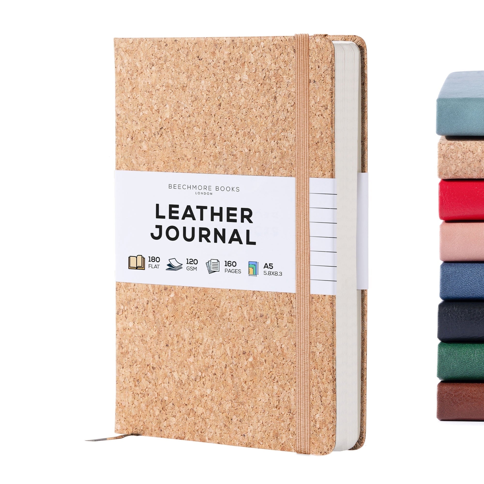 BEECHMORE BOOKS Lined Journal Notebook, 5.8 x 8.3 inch, A5 160 Lined Pages, Hardcover Leather Journals for Women, Men, Writing and Notebooks for Work - 120 GSM Thick Paper, Gifts Box Included