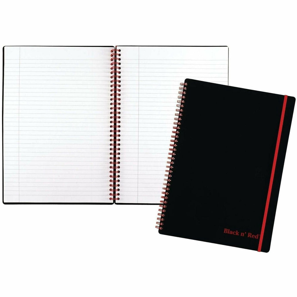 Black n' Red™ Twinwire Soft Cover Business Notebook, 11 3/4" x 8 1/4", Ruled, 70 Pages (35 Sheets), Black/Red (E67008)