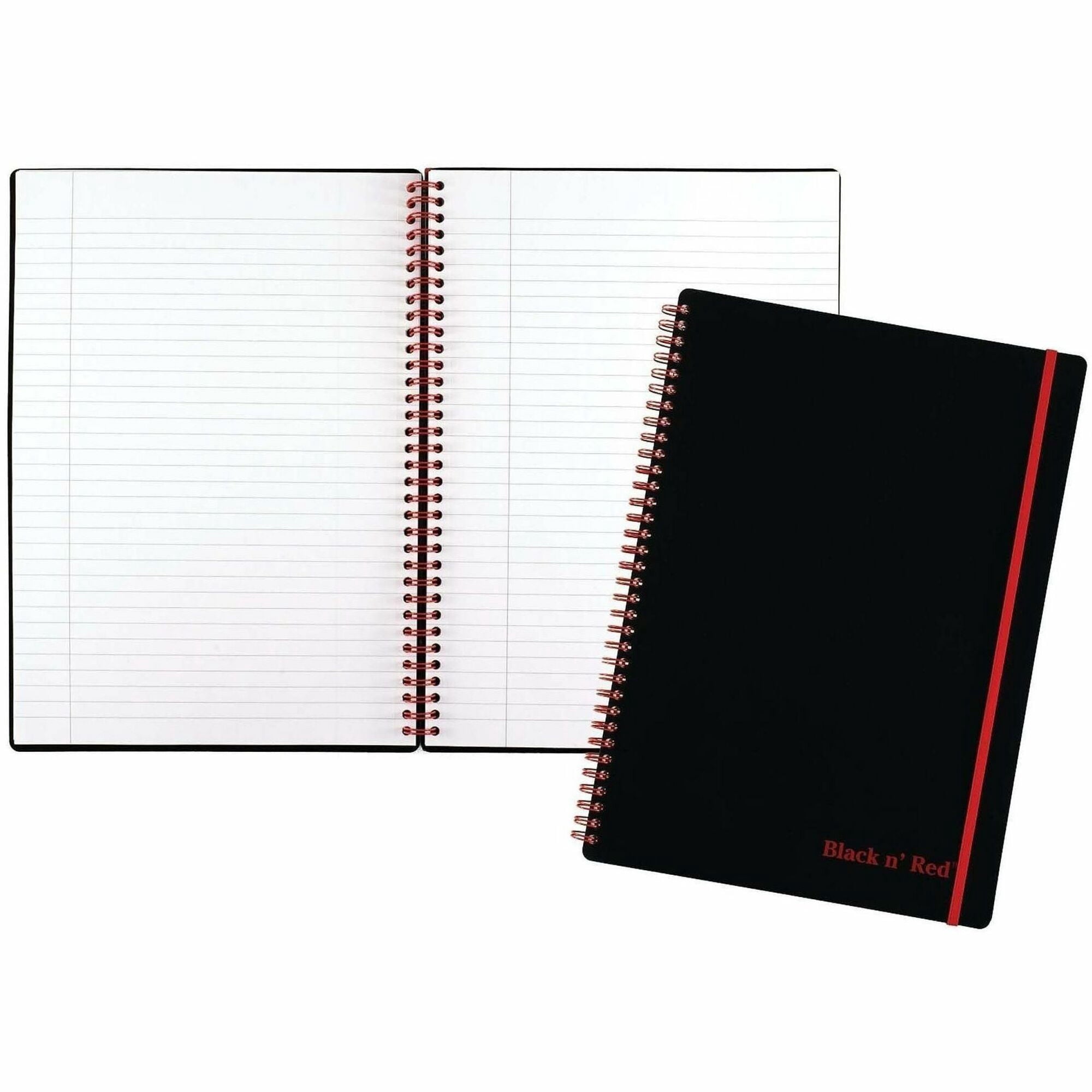 Black n' Red™ Twinwire Soft Cover Business Notebook, 11 3/4" x 8 1/4", Ruled, 70 Pages (35 Sheets), Black/Red (E67008)