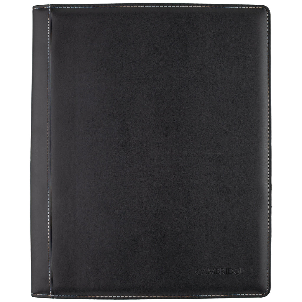 Cambridge Limited Refillable Faux Leather Notetaker Notebook, 50 Ruled Sheets, 8.5" x 11", Black