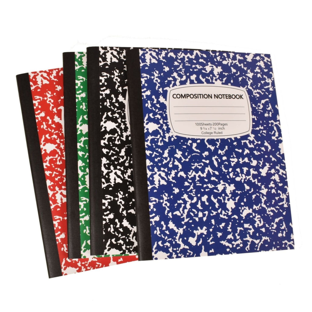 CCOCC Marble Composition Notebook Wide Ruled 1 Pack Black and White 100 Sheets 200 Pages Hardcover College Ruled Journal,Office Supplies for Teens & Adults,Black