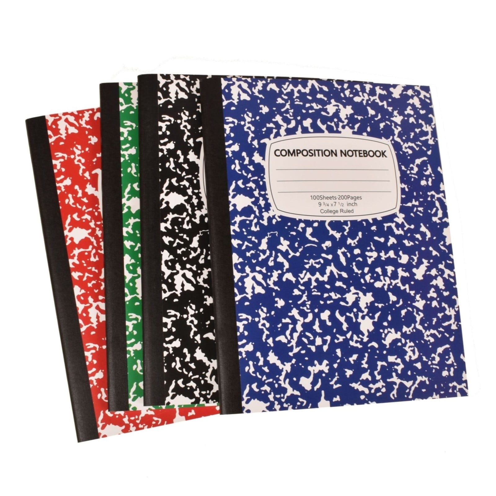 CCOCC Marble Composition Notebook Wide Ruled 1 Pack Black and White 100 Sheets 200 Pages Hardcover College Ruled Journal,Office Supplies for Teens & Adults,Black