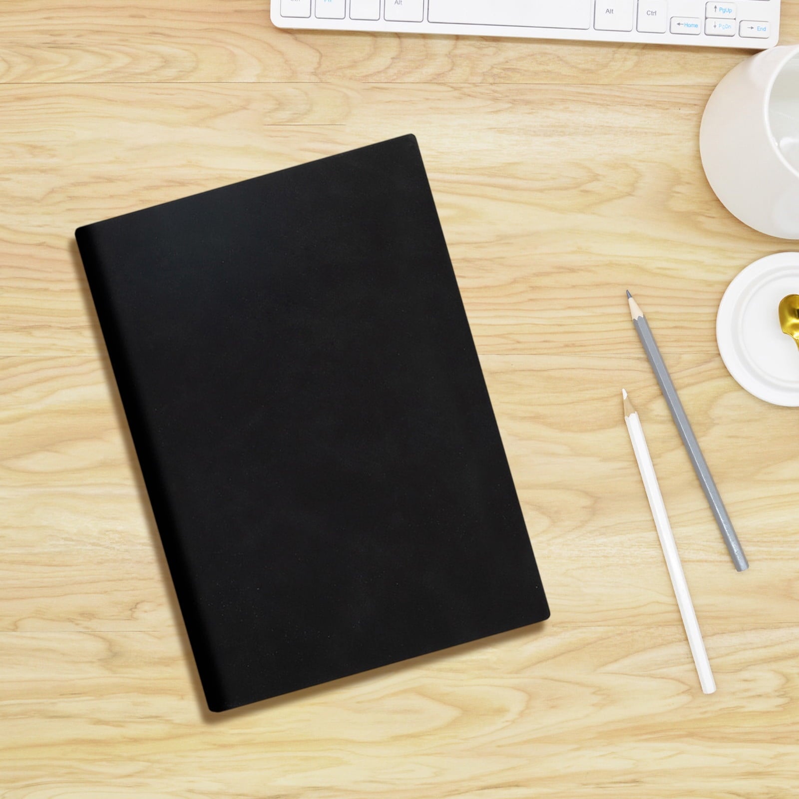 COM1950s A5 Notebook,5.7X8.2 Inch Writing Notebook with Soft Leather-Like Cover,Thread-Bound Laying Flat Journal for Office Work and Study
