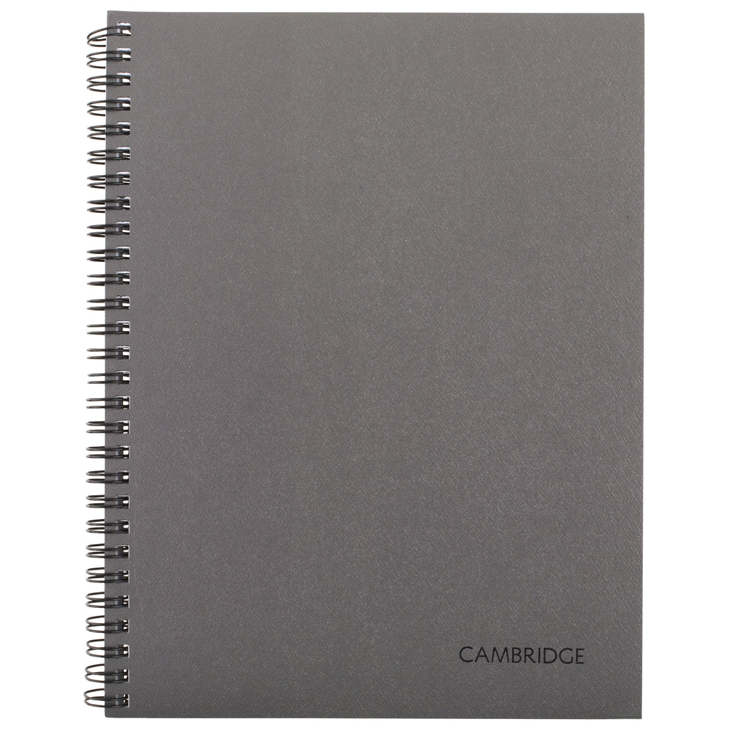 Cambridge Limited Metallic Business Notebook, 6.5" x 8.25", Gunmetal, Flexible Cover, Wirebound, 80 Sheets