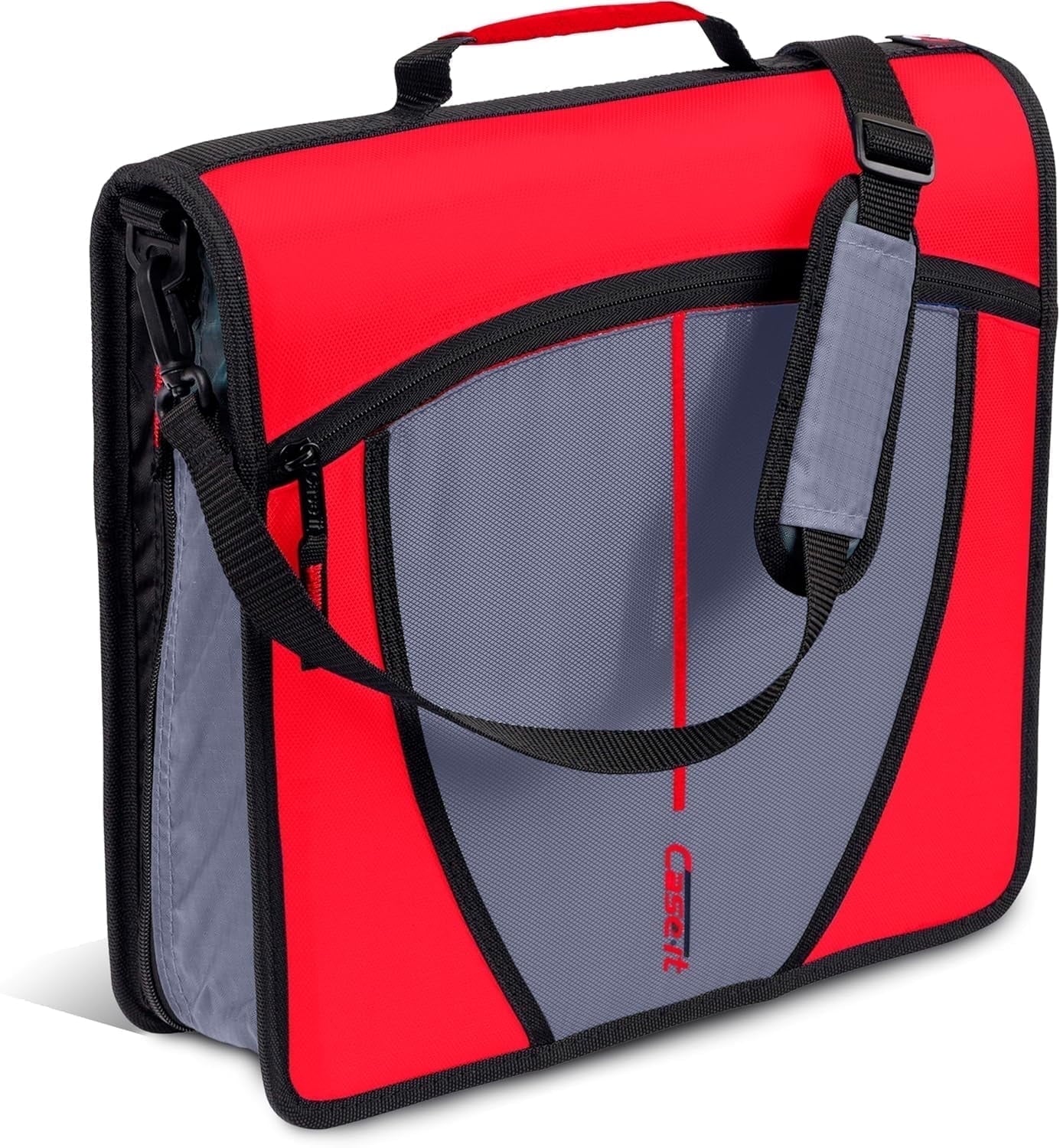Case-it The Mighty Zip Tab Zipper Binder - 3 inch O-Rings - 5 Color Tab Expanding File Folder - Multiple Pockets - 600 Sheet Capacity - Comes with Shoulder Strap - Canopy Green D-146