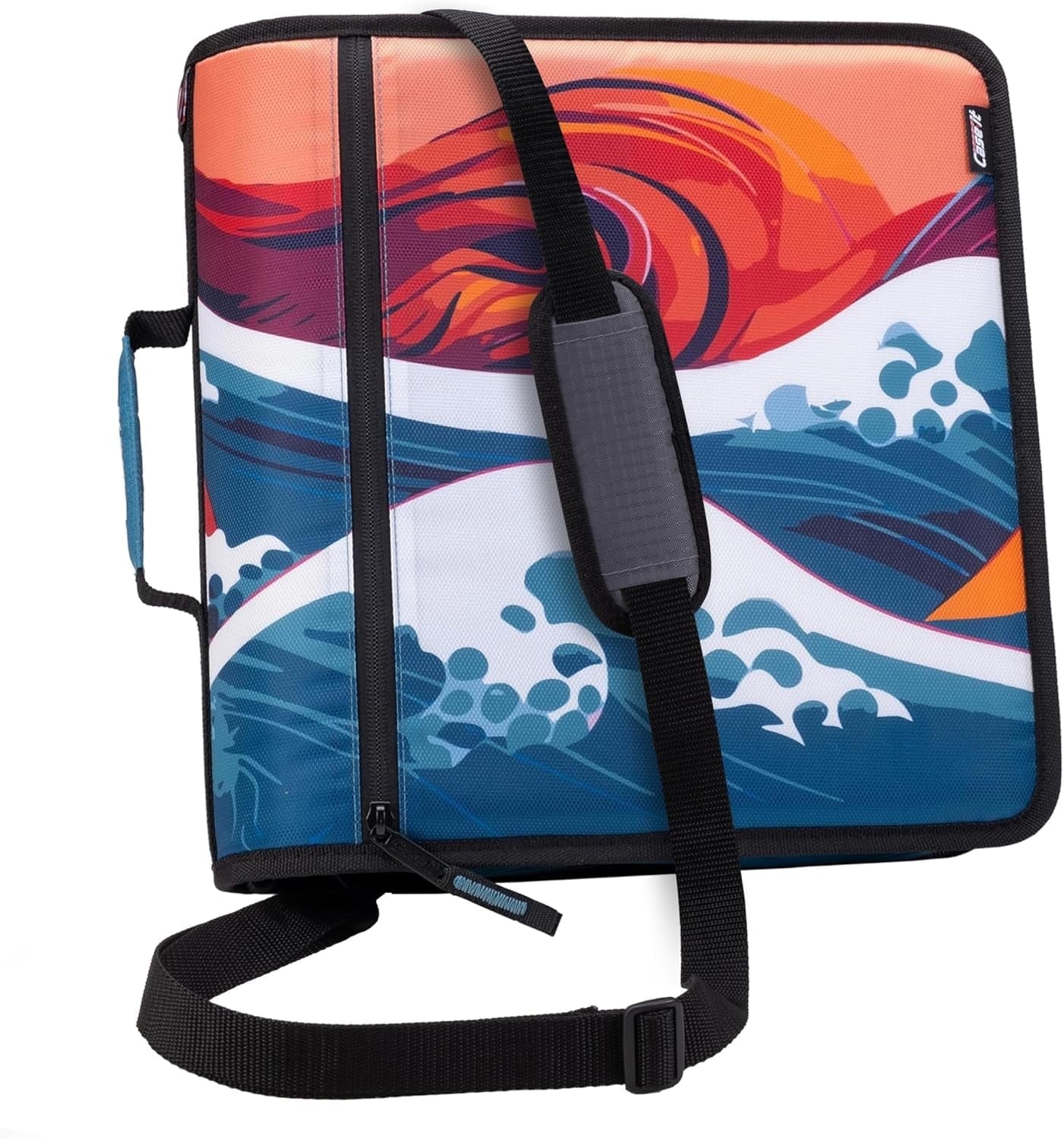 Case-it The Mighty Zip Tab Zipper Binder - 3 inch O-Rings - 5 Color Tab Expanding File Folder - Multiple Pockets - 600 Sheet Capacity - Comes with Shoulder Strap - Canopy Green D-146
