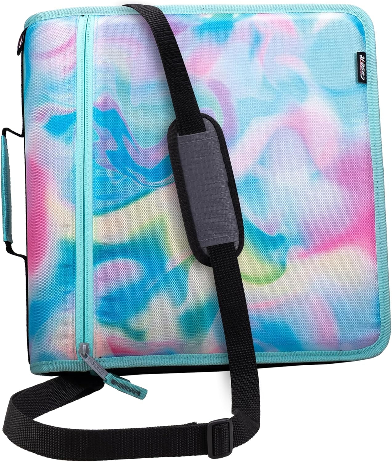 Case-it The Mighty Zip Tab Zipper Binder - 3 inch O-Rings - 5 Color Tab Expanding File Folder - Multiple Pockets - 600 Sheet Capacity - Comes with Shoulder Strap - Canopy Green D-146